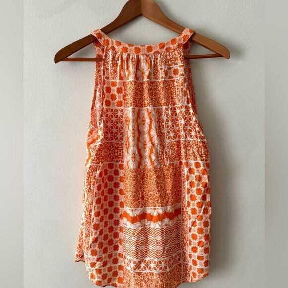 Rose + Olive Orange and white sleeveless flowy size small. 236 - Picture 4 of 4